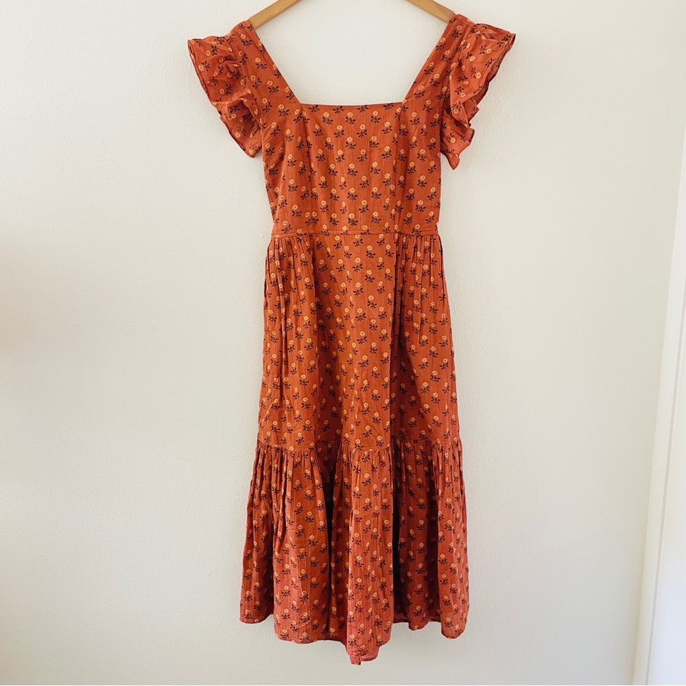 Madewell Ruffle-Strap Tiered Midi Dress in Wild Calendula Block-Print - Picture 5 of 11